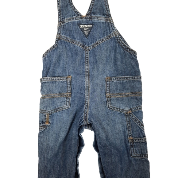 Oshkosh B'Gosh Genuine Vestback Carpenter Style Denim Overalls Sz 6 Months Boys - Picture 4 of 10